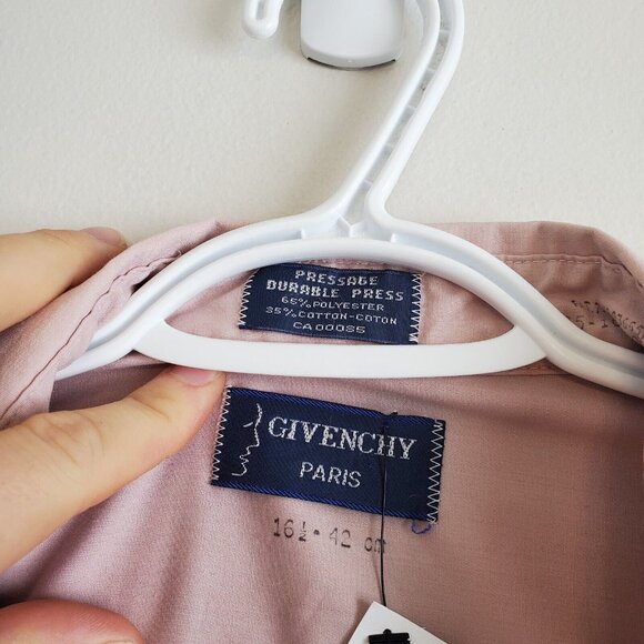 Vintage 90s Givenchy Logo button up shirt pink size L/XL - Picture 4 of 5